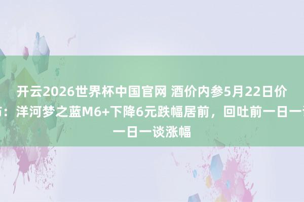 开云2026世界杯中国官网 酒价内参5月22日价钱发布:洋河梦之蓝M6+下降6元跌幅居前,回吐前一日一谈涨幅