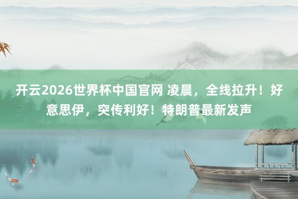 开云2026世界杯中国官网 凌晨,全线拉升!好意思伊,突传利好!特朗普最新发声