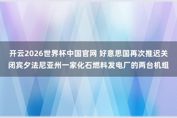 开云2026世界杯中国官网 好意思国再次推迟关闭宾夕法尼亚州一家化石燃料发电厂的两台机组