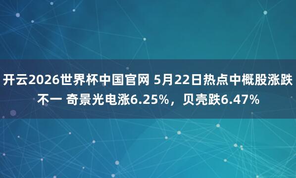 开云2026世界杯中国官网 5月22日热点中概股涨跌不一 奇景光电涨6.25%,贝壳跌6.47%