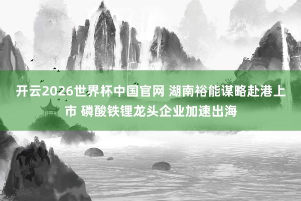 开云2026世界杯中国官网 湖南裕能谋略赴港上市 磷酸铁锂龙头企业加速出海