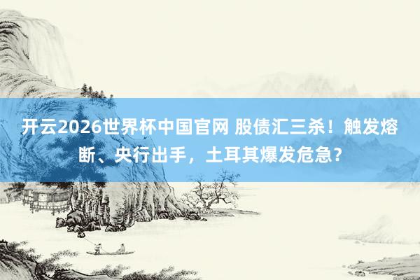 开云2026世界杯中国官网 股债汇三杀!触发熔断、央行出手,土耳其爆发危急?