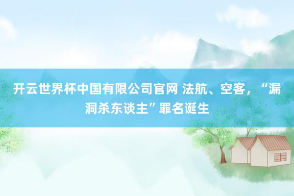 开云世界杯中国有限公司官网 法航、空客,“漏洞杀东谈主”罪名诞生