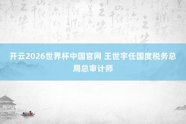 开云2026世界杯中国官网 王世宇任国度税务总局总审计师