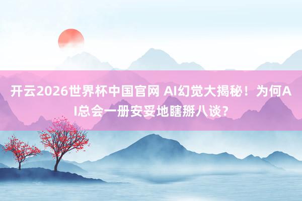 开云2026世界杯中国官网 AI幻觉大揭秘!为何AI总会一册安妥地瞎掰八谈?