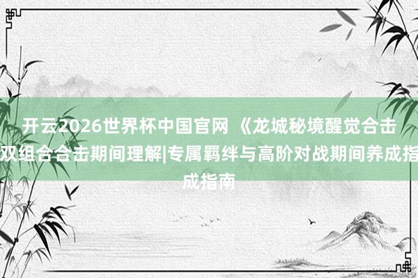开云2026世界杯中国官网 《龙城秘境醒觉合击》双组合合击期间理解|专属羁绊与高阶对战期间养成指南