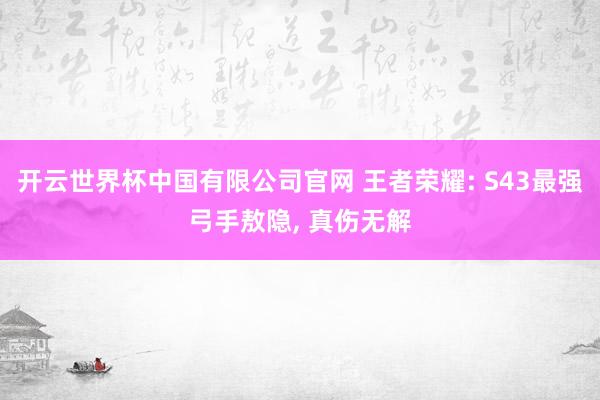 开云世界杯中国有限公司官网 王者荣耀: S43最强弓手敖隐, 真伤无解