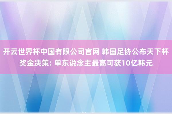 开云世界杯中国有限公司官网 韩国足协公布天下杯奖金决策: 单东说念主最高可获10亿韩元