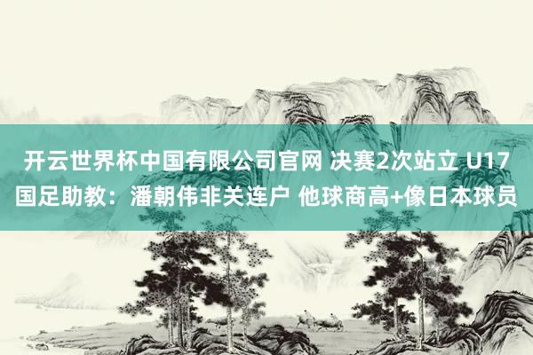 开云世界杯中国有限公司官网 决赛2次站立 U17国足助教:潘朝伟非关连户 他球商高+像日本球员