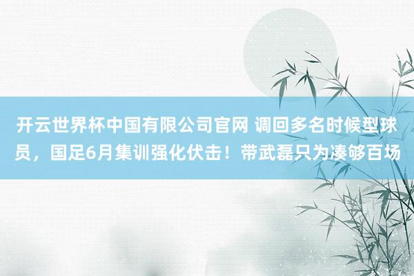 开云世界杯中国有限公司官网 调回多名时候型球员,国足6月集训强化伏击!带武磊只为凑够百场