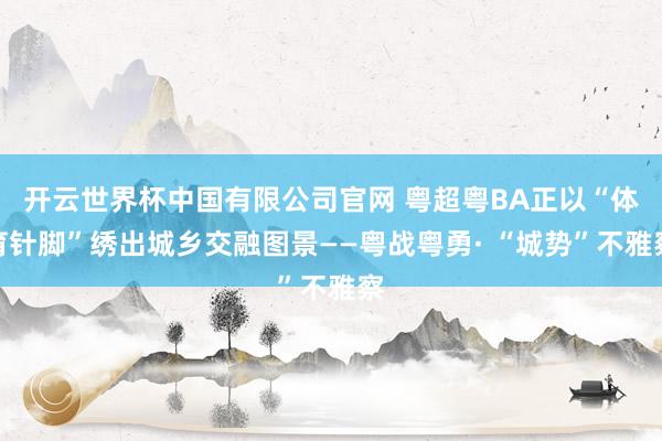 开云世界杯中国有限公司官网 粤超粤BA正以“体育针脚”绣出城乡交融图景——粤战粤勇· “城势”不雅察