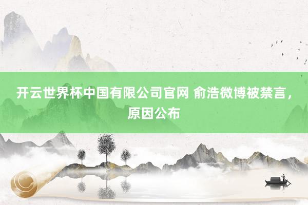 开云世界杯中国有限公司官网 俞浩微博被禁言,原因公布