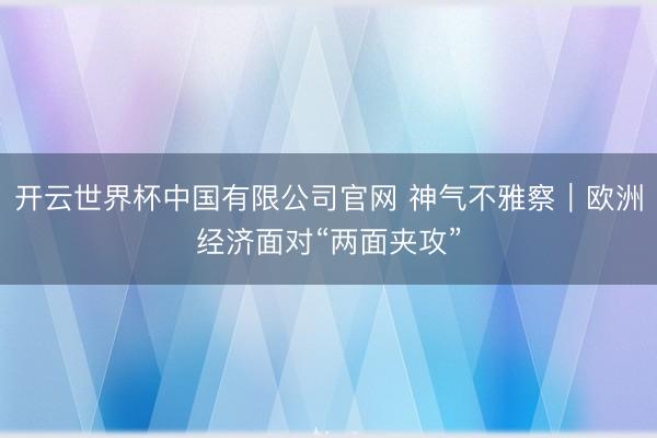 开云世界杯中国有限公司官网 神气不雅察｜欧洲经济面对“两面夹攻”