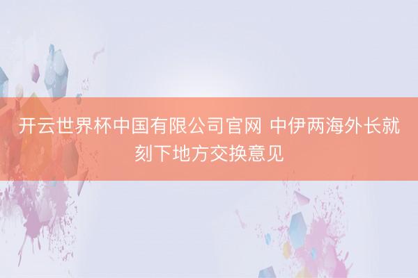 开云世界杯中国有限公司官网 中伊两海外长就刻下地方交换意见
