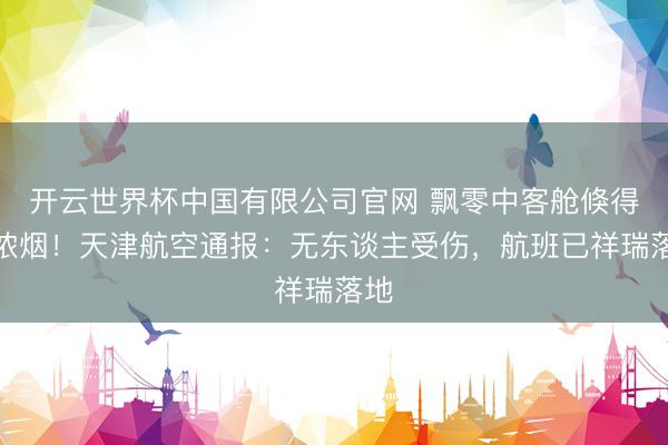 开云世界杯中国有限公司官网 飘零中客舱倏得冒浓烟!天津航空通报:无东谈主受伤,航班已祥瑞落地