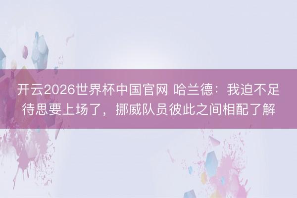 开云2026世界杯中国官网 哈兰德:我迫不足待思要上场了,挪威队员彼此之间相配了解