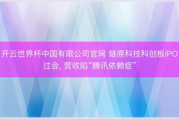 开云世界杯中国有限公司官网 燧原科技科创板IPO过会, 营收陷“腾讯依赖症”