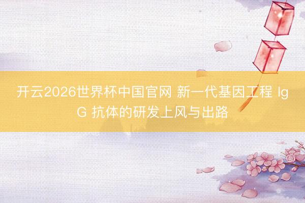 开云2026世界杯中国官网 新一代基因工程 IgG 抗体的研发上风与出路